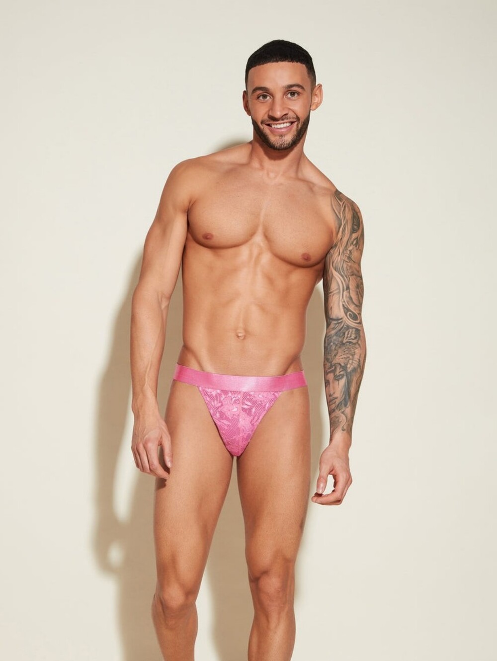 Cosabella Men's Lace Sportd Brief In Rani Pink